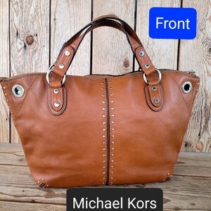Michael Kors Y2K Astor Brown Leather Tote Handbag